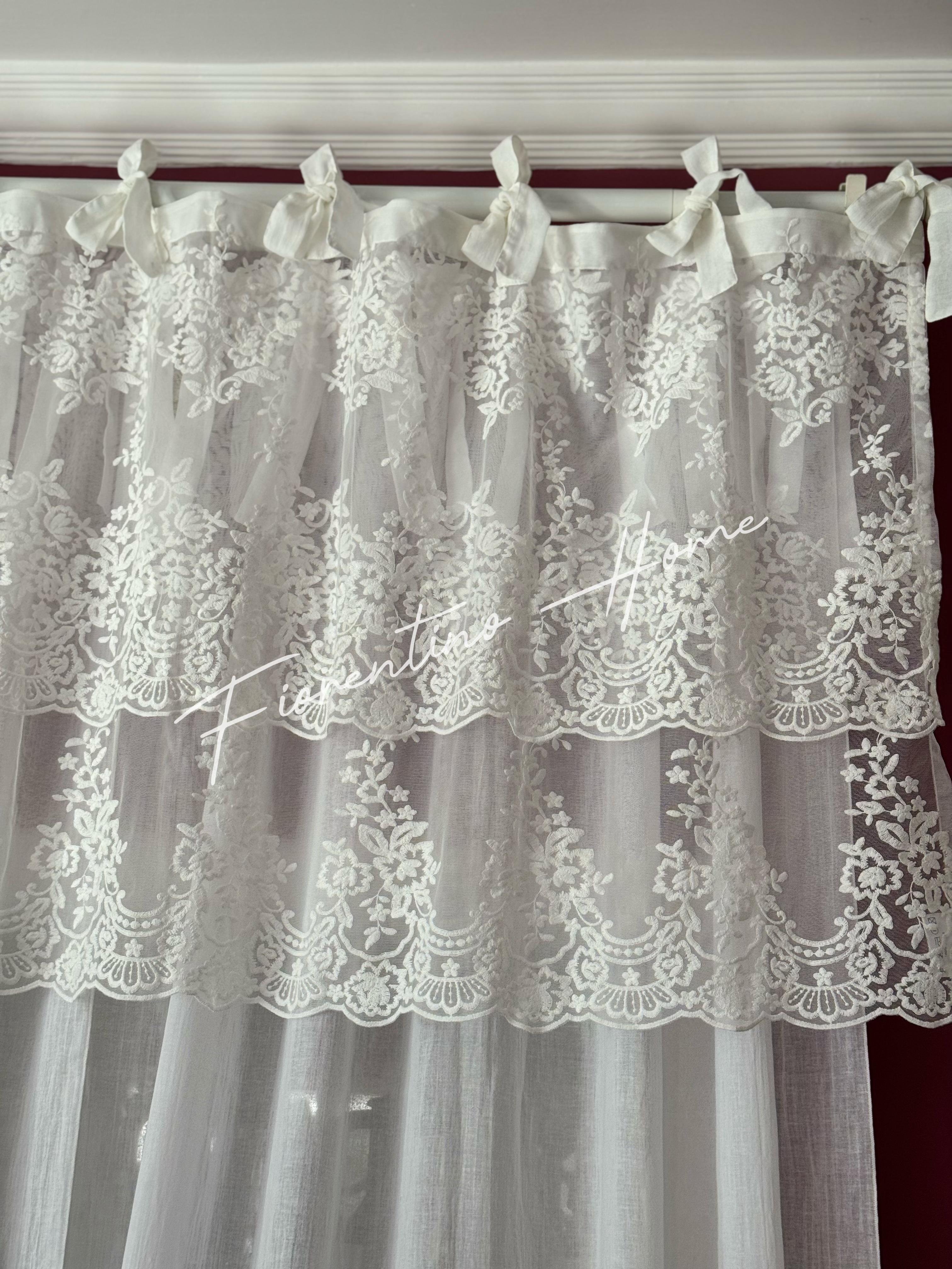 Mantovana sartoriale doppia balza pizzo Royal - 155x70 cm - Charme Home Textile